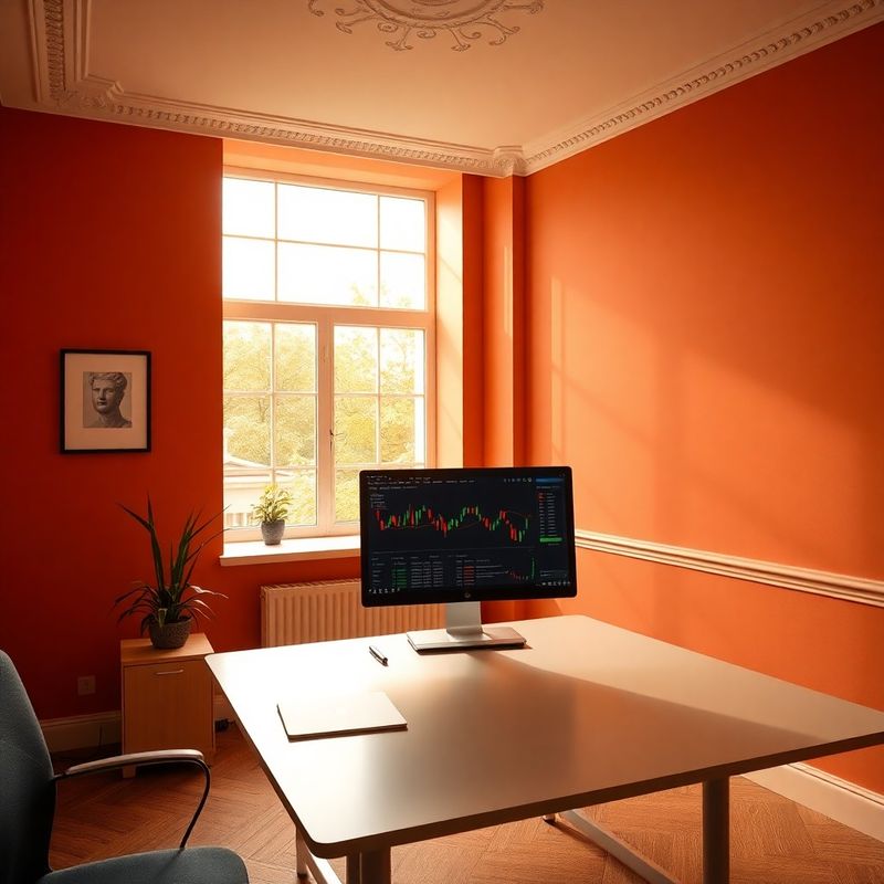 Kancelář Horák a Novák v Olomouci s monitorem zobrazujícím trading dashboard